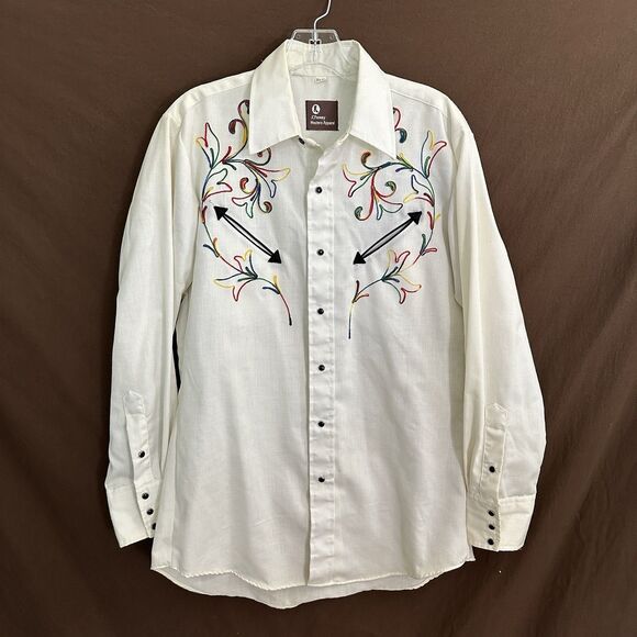 Men's Vintage J.C. Penney Embroidered Western Shirt Size 15.5 Snap - Picture 2 of 6